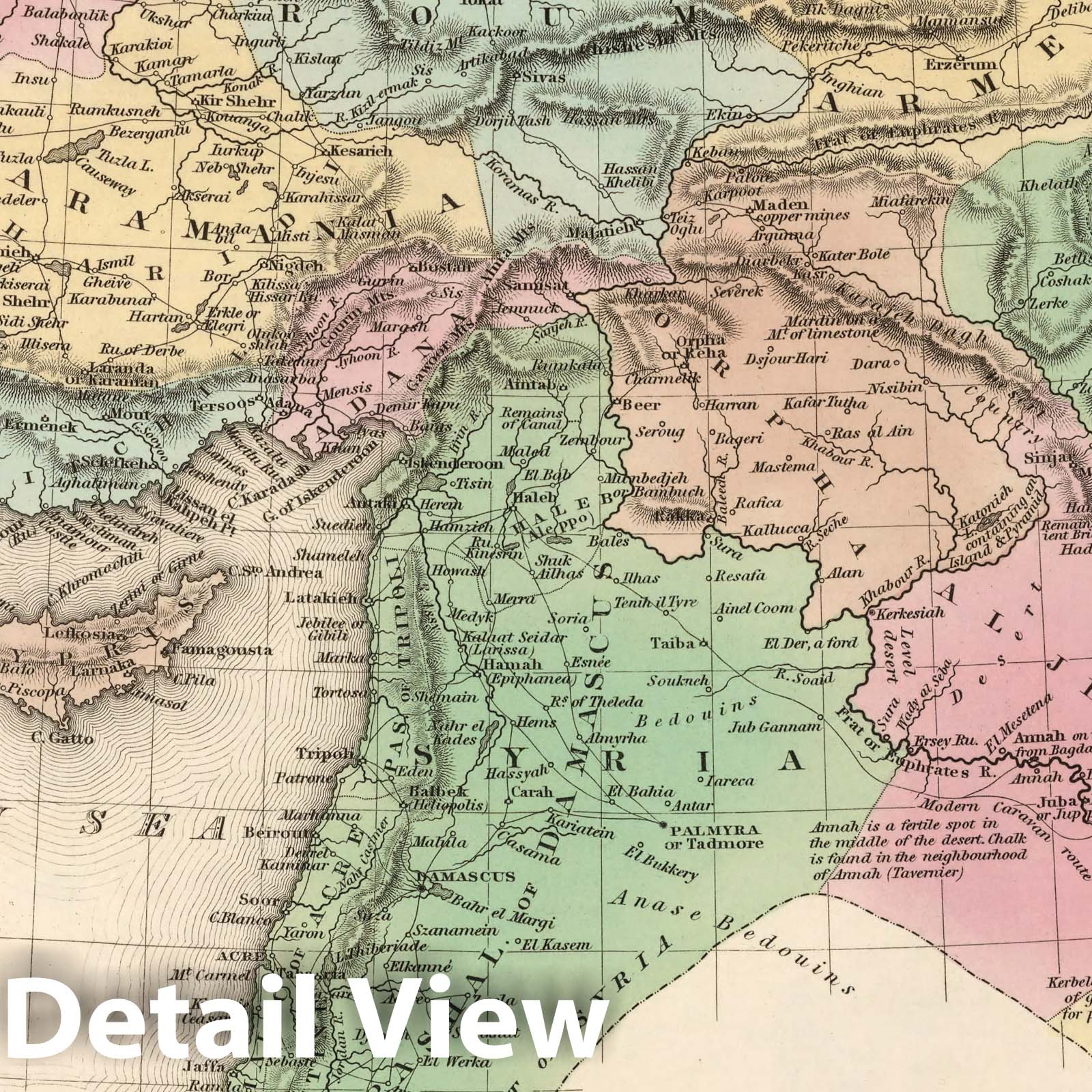 Turkey in Asia with Constantinople Inset, 1836 - Historical Map Print