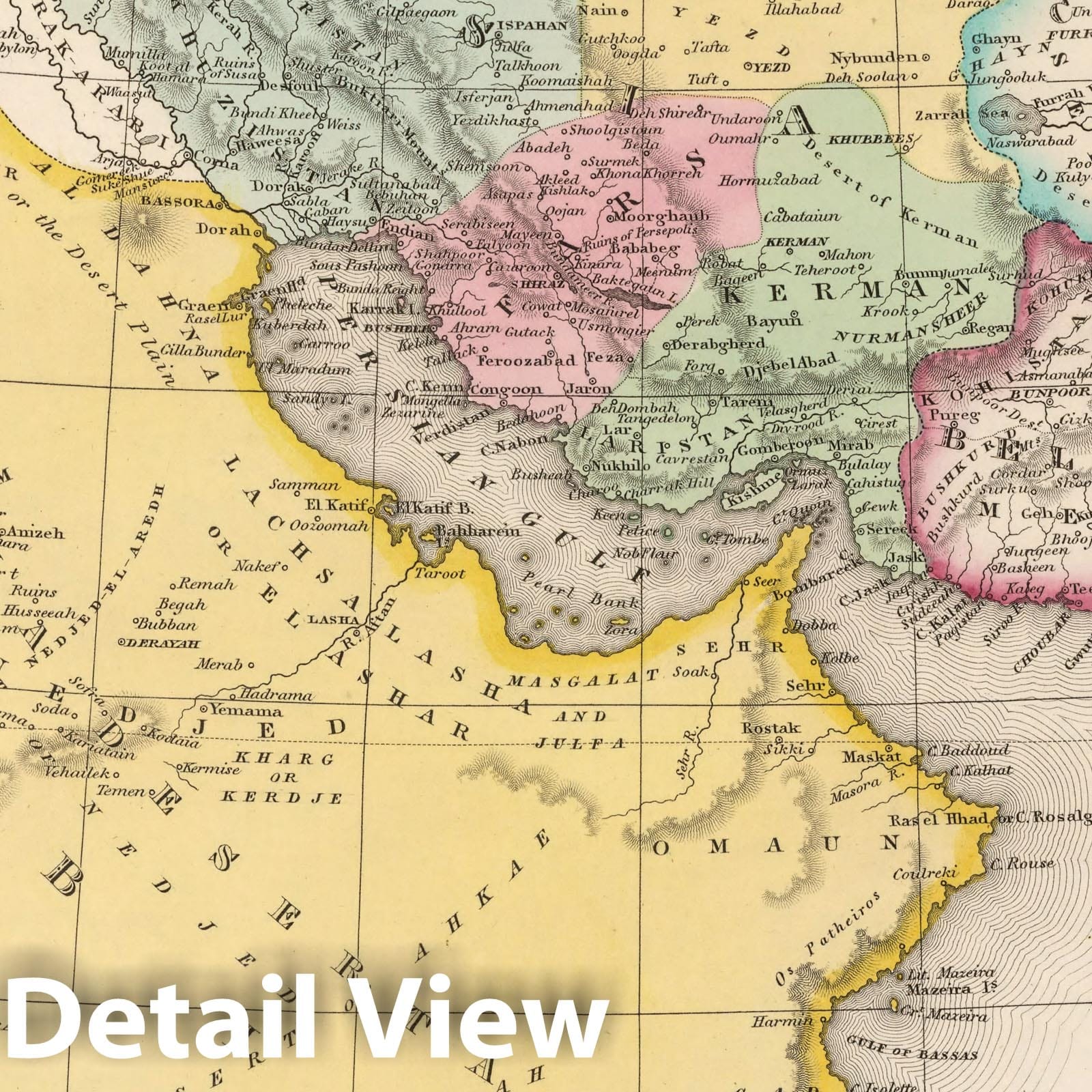 Persia, Arabia, and Adjacent Regions 1836 Historical Map Print
