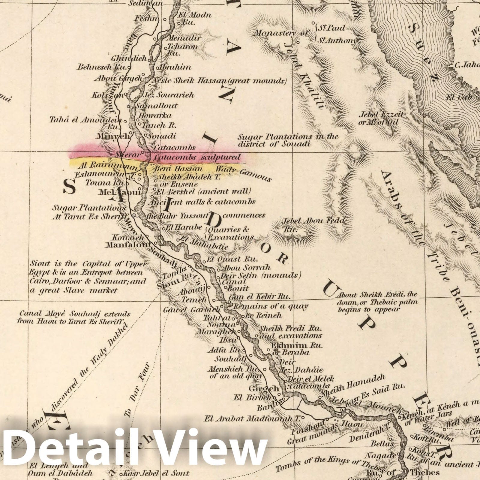Egypt, 1836 - Historical Map Print from Tanner's Universal Atlas