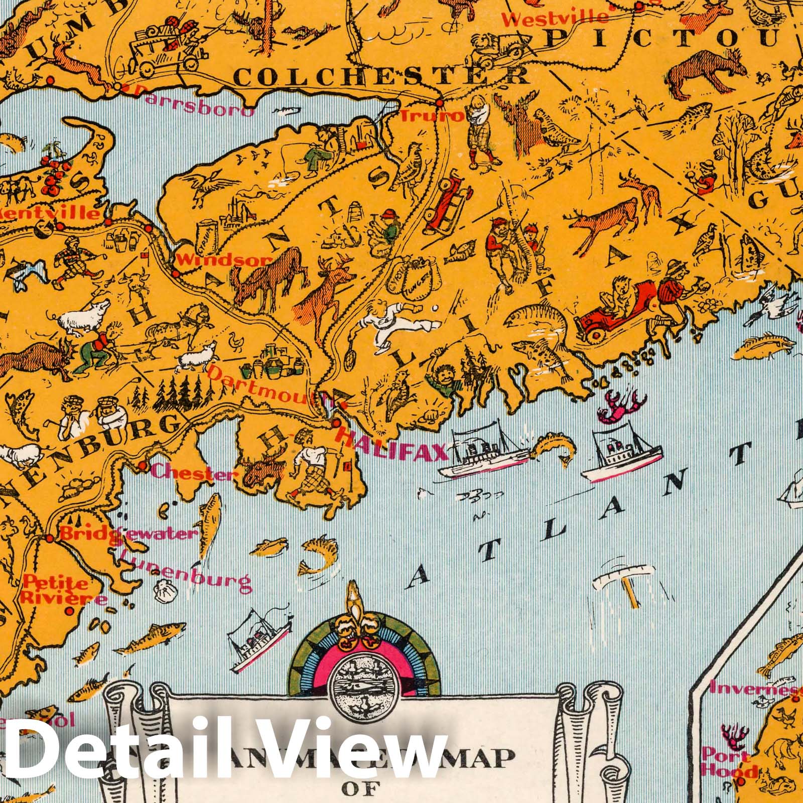 Nova Scotia - Pictorial Map, 1929 - Historical Map Print
