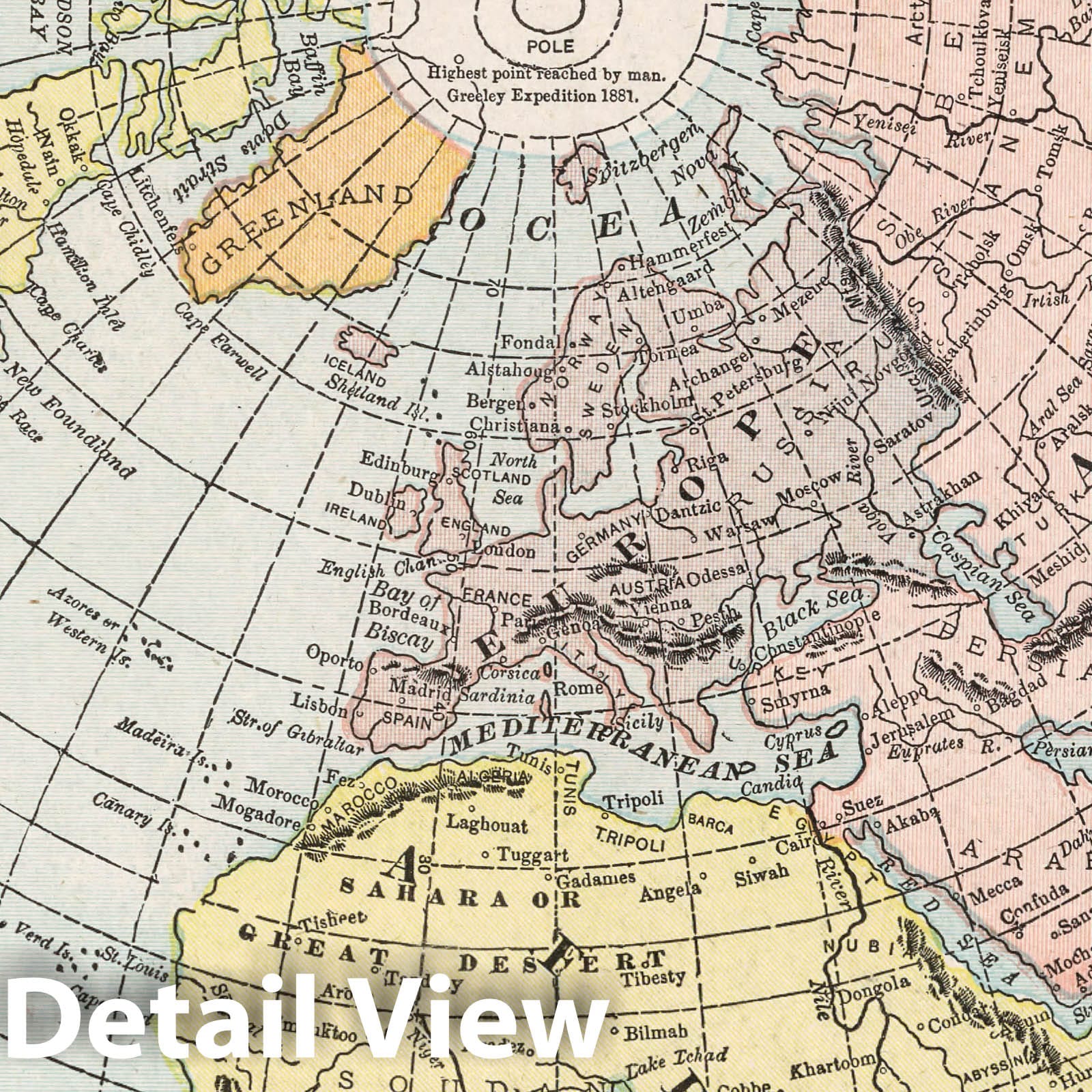 World: Greatest Mass of Land and Water, 1901 - Historical Map Print