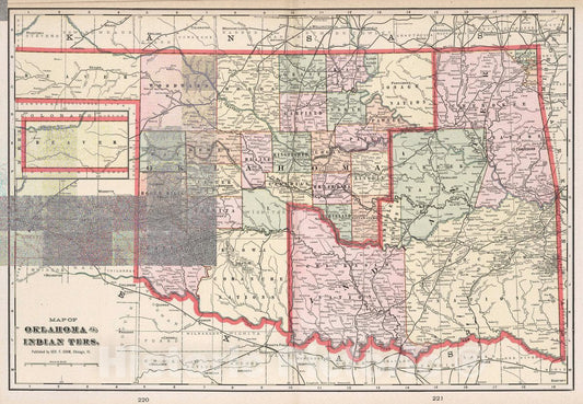 Historic Map : Map of Oklahoma and Indian Territory, 1901 Atlas - Vintage Wall Art