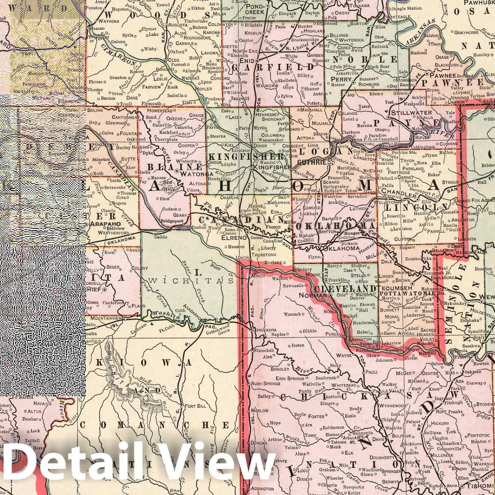 Oklahoma and Indian Territory - Railroad Map, 1901