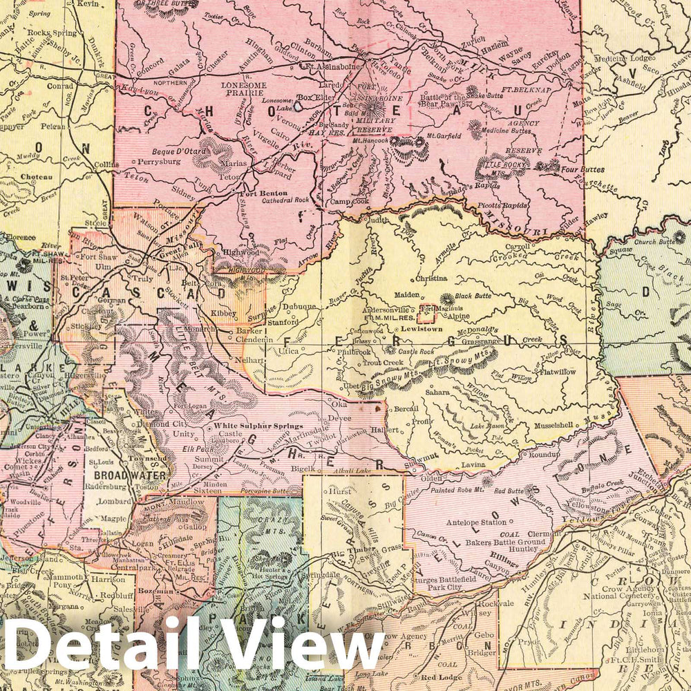Historic Map : Montana. Published by George F. Cram, Chicago, Ill. Cram's atlas of the world, ancient and modern : new census edition - indexed, 1901 AtlasVintage Wall Art