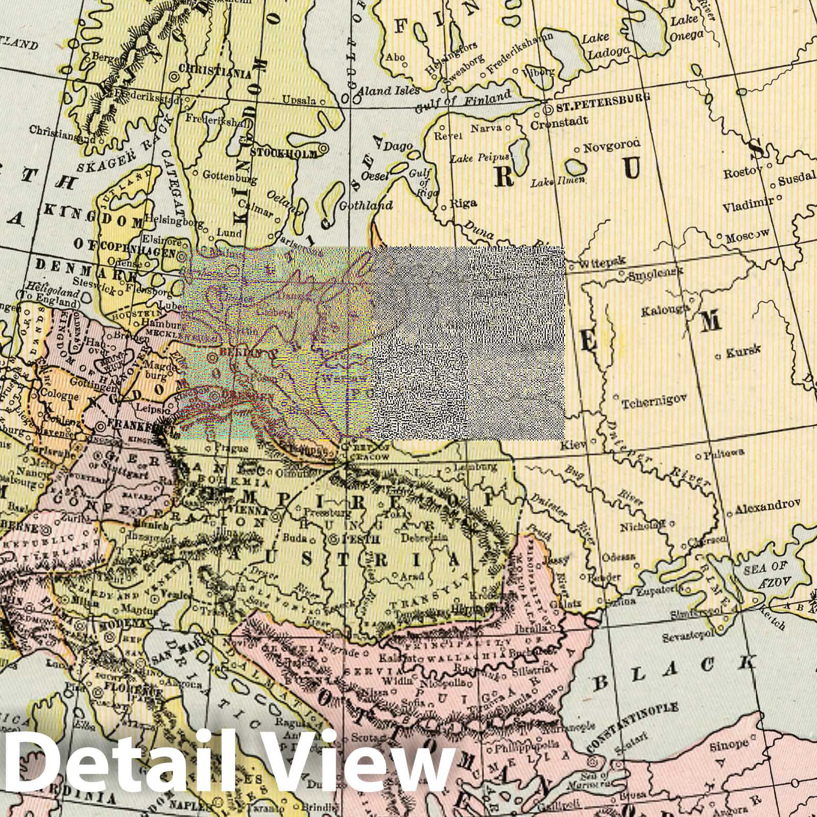 Europe after Treaty of Vienna 1815 Historical Map Print