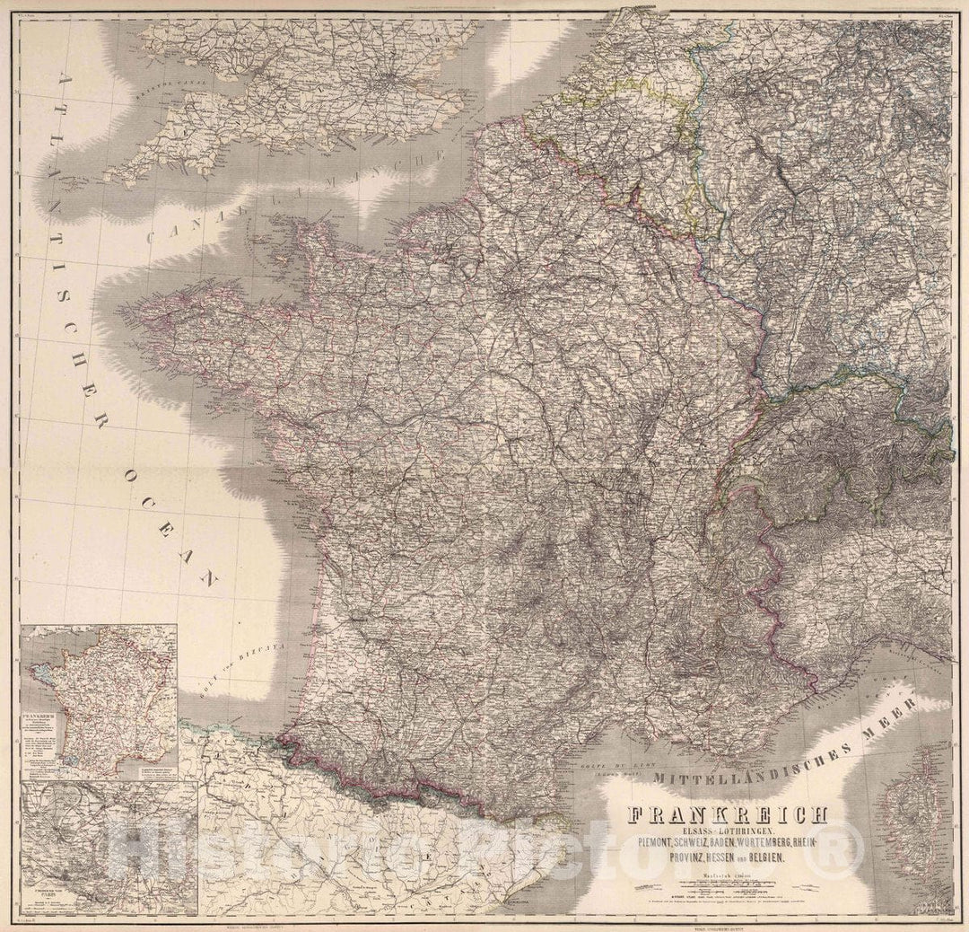 Historic Map : Composite Map: France and Belgium, 1879 Atlas - Vintage Wall Art