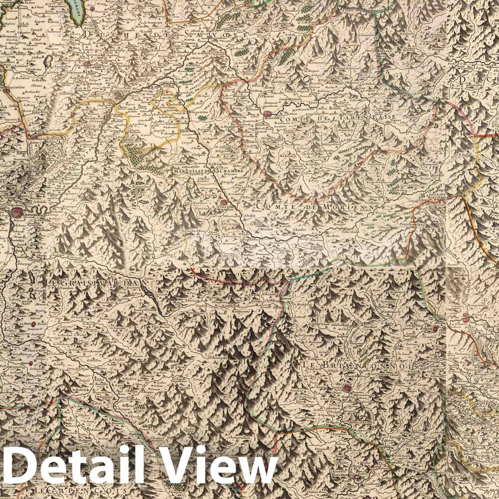 Historic Map : Savoy , France Composite Map: Les Estats de Savoye et de Piemont, 1695 Atlas , Vintage Wall Art