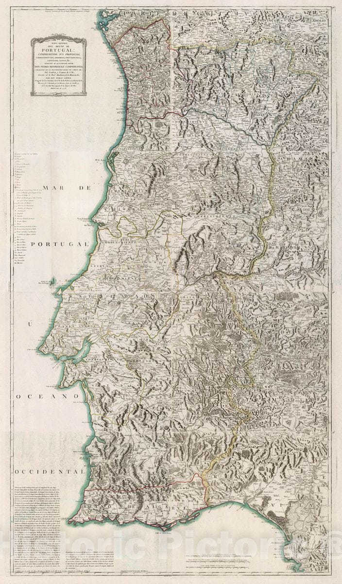 Historic Map : Portugal, Composite map: 91-98. Mapa General Del Reyno De Portugal, 1778, Vintage Wall Art