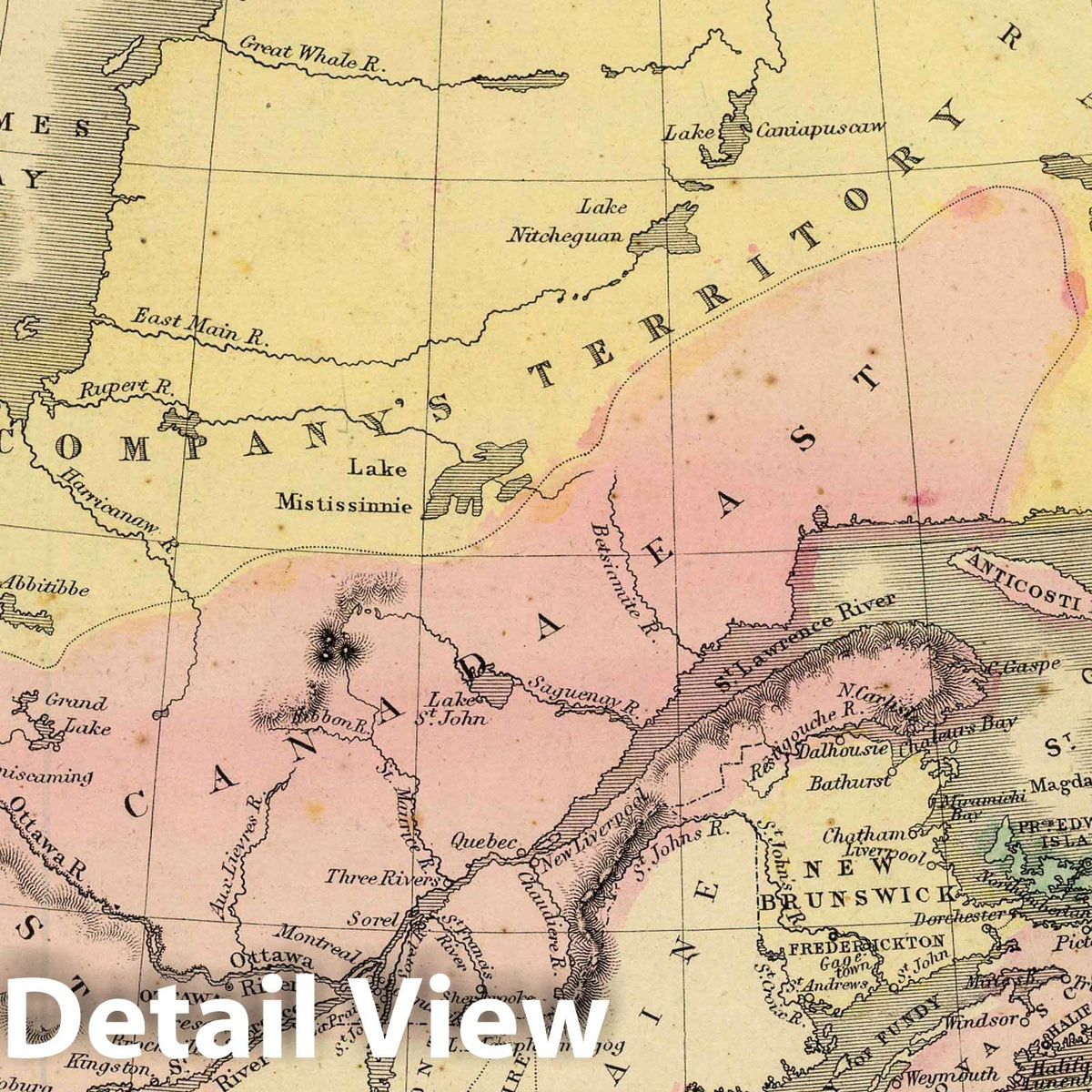 British Provinces of North America, 1864 - Cornell's High School Atlas Map Print