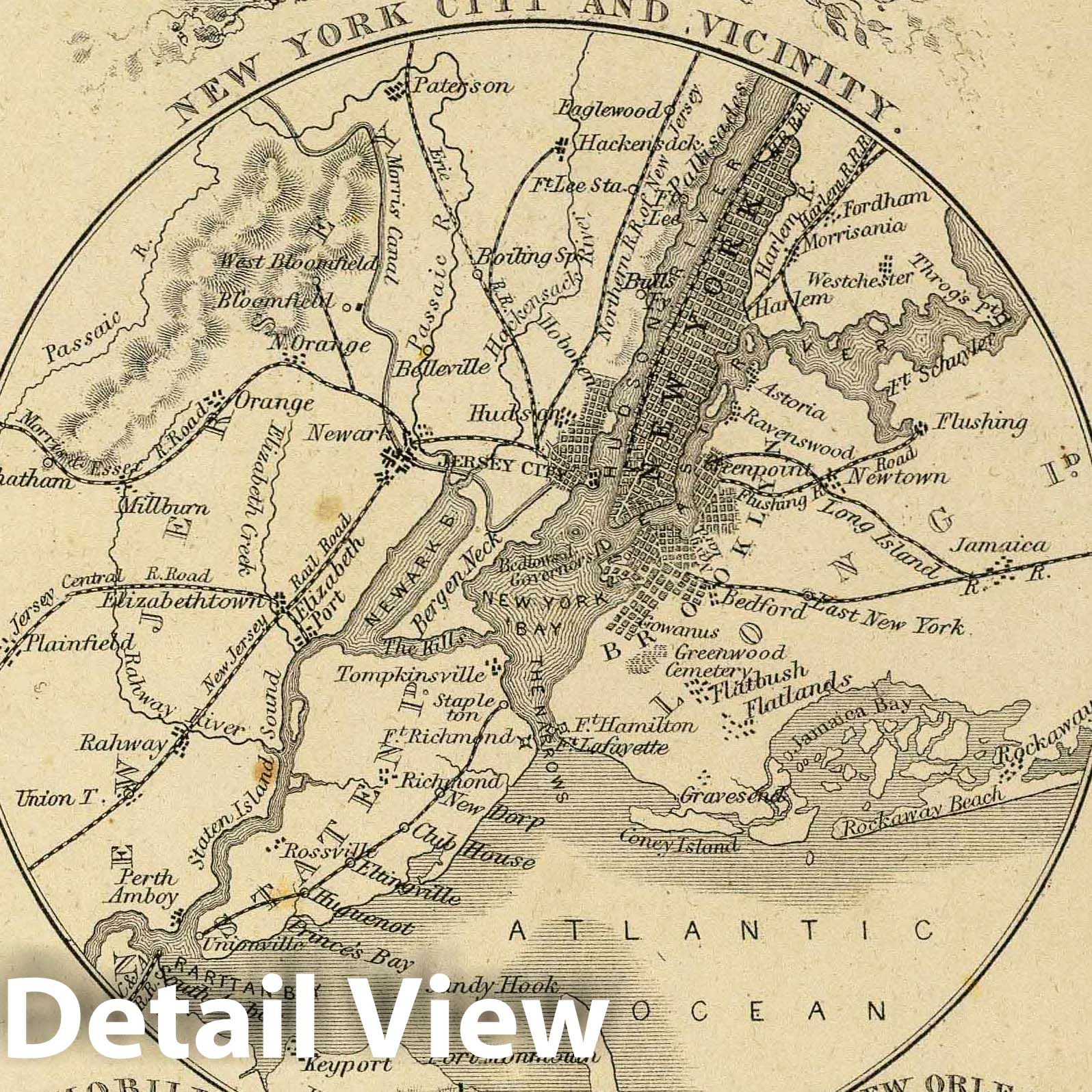 Principal Cities of the United States - River Map, 1864 - Historical Map Print