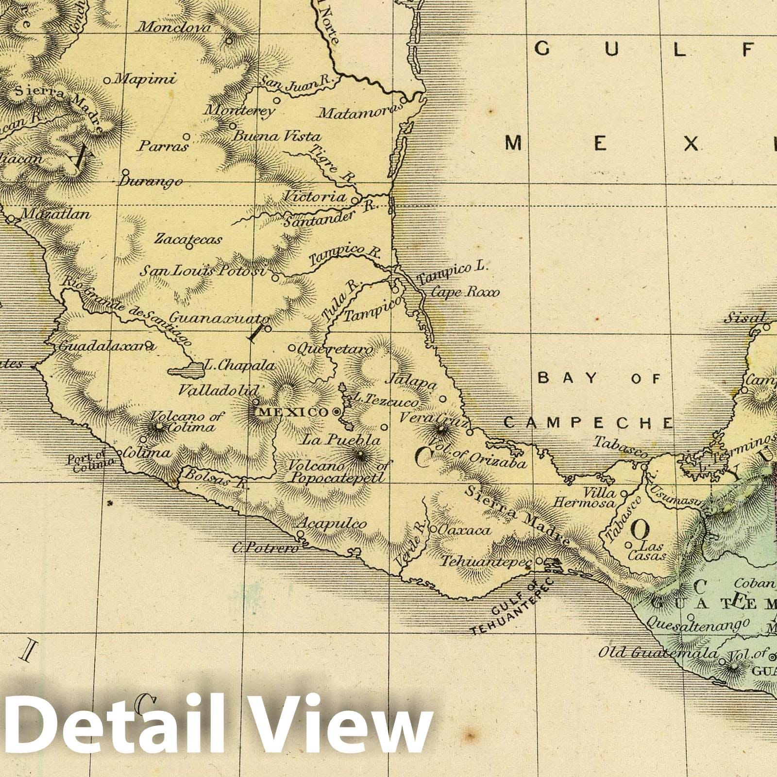 Mexico, Yucatan, Belize and Central America, 1864 - Historical Map Print