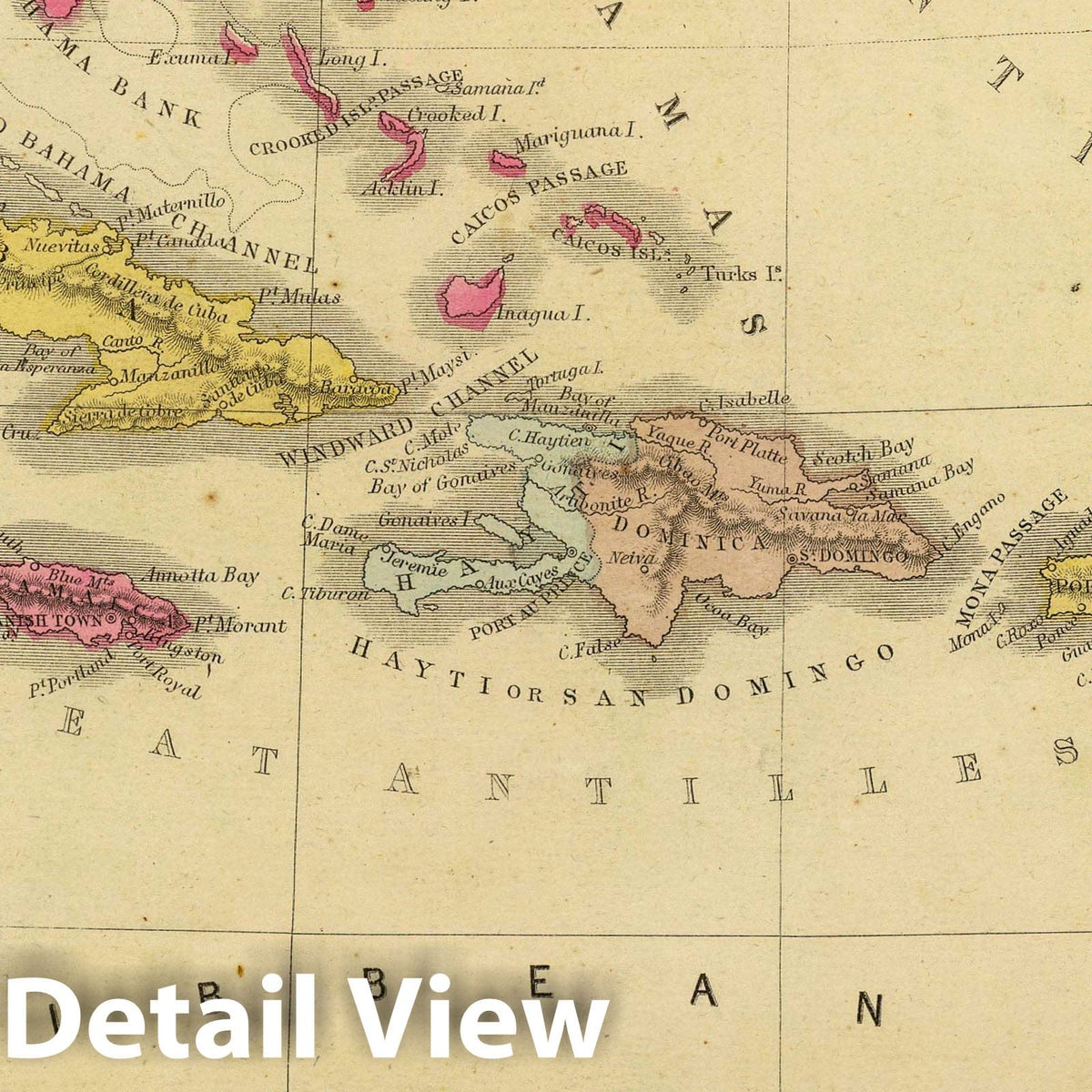 West Indies, 1864 - Cornell's High School Geography Map Print