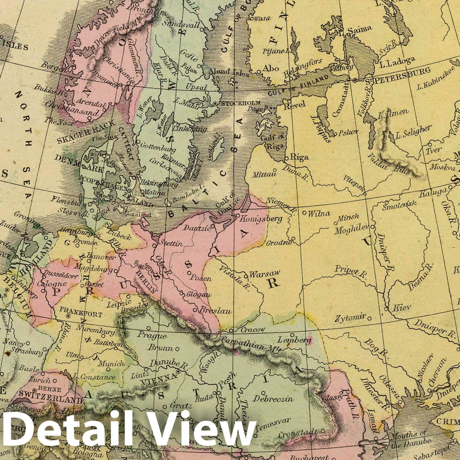 Europe, 1864 - Cornell's High School Geography Historical Map Print