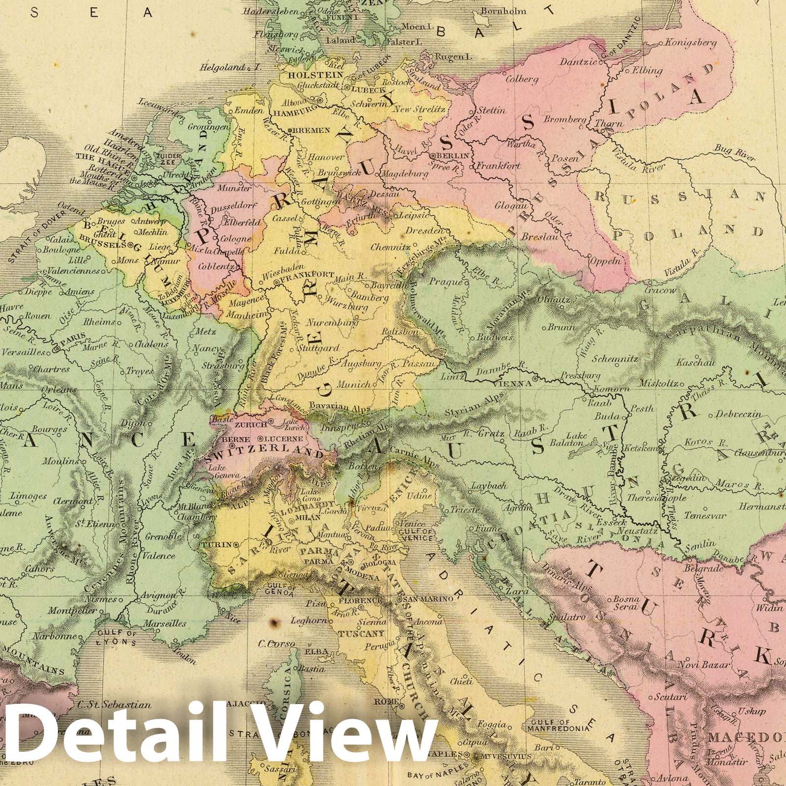 Western, Central and Southern Continental Europe, 1864 - Cornell's High School Geography Atlas Map