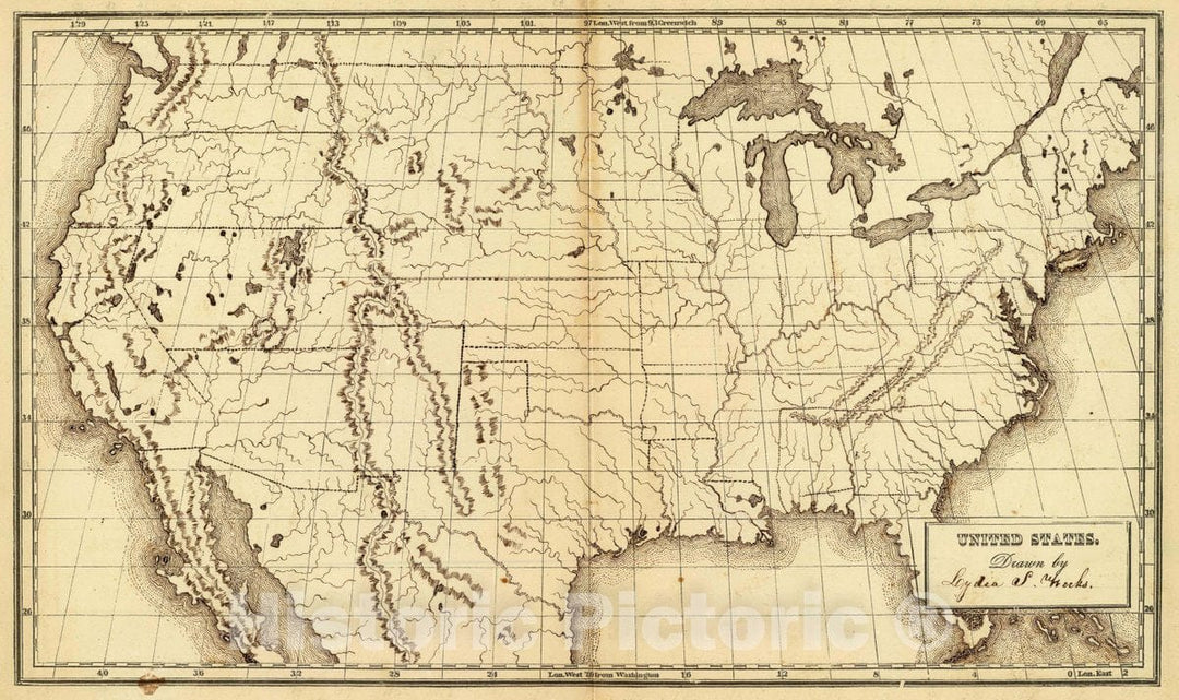 Historic Map : United States. by George W. Fitch, 1850 School Atlas - Vintage Wall Art