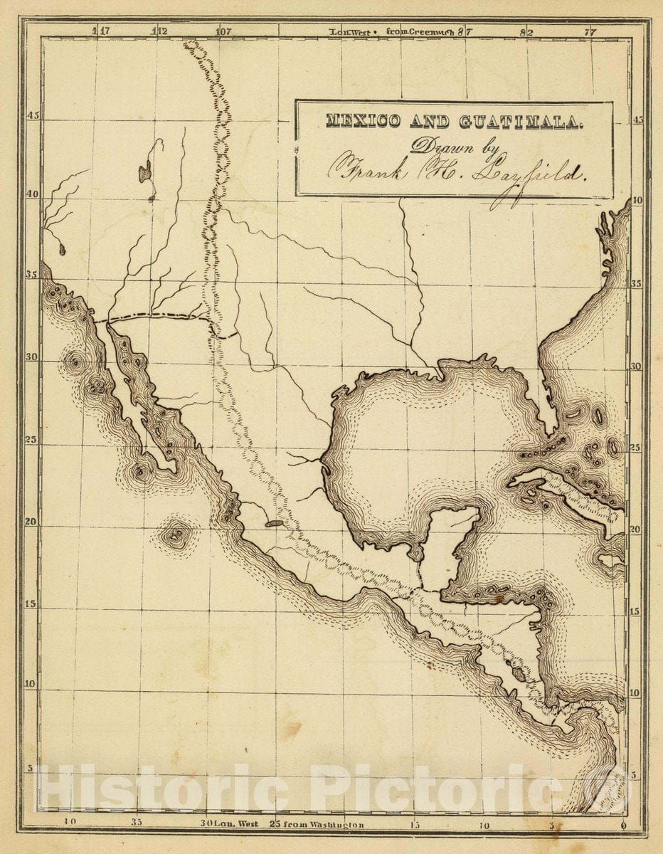 Historic Map : Mexico, , Central America Mexico and Guatimala. 1850, Vintage Wall Art