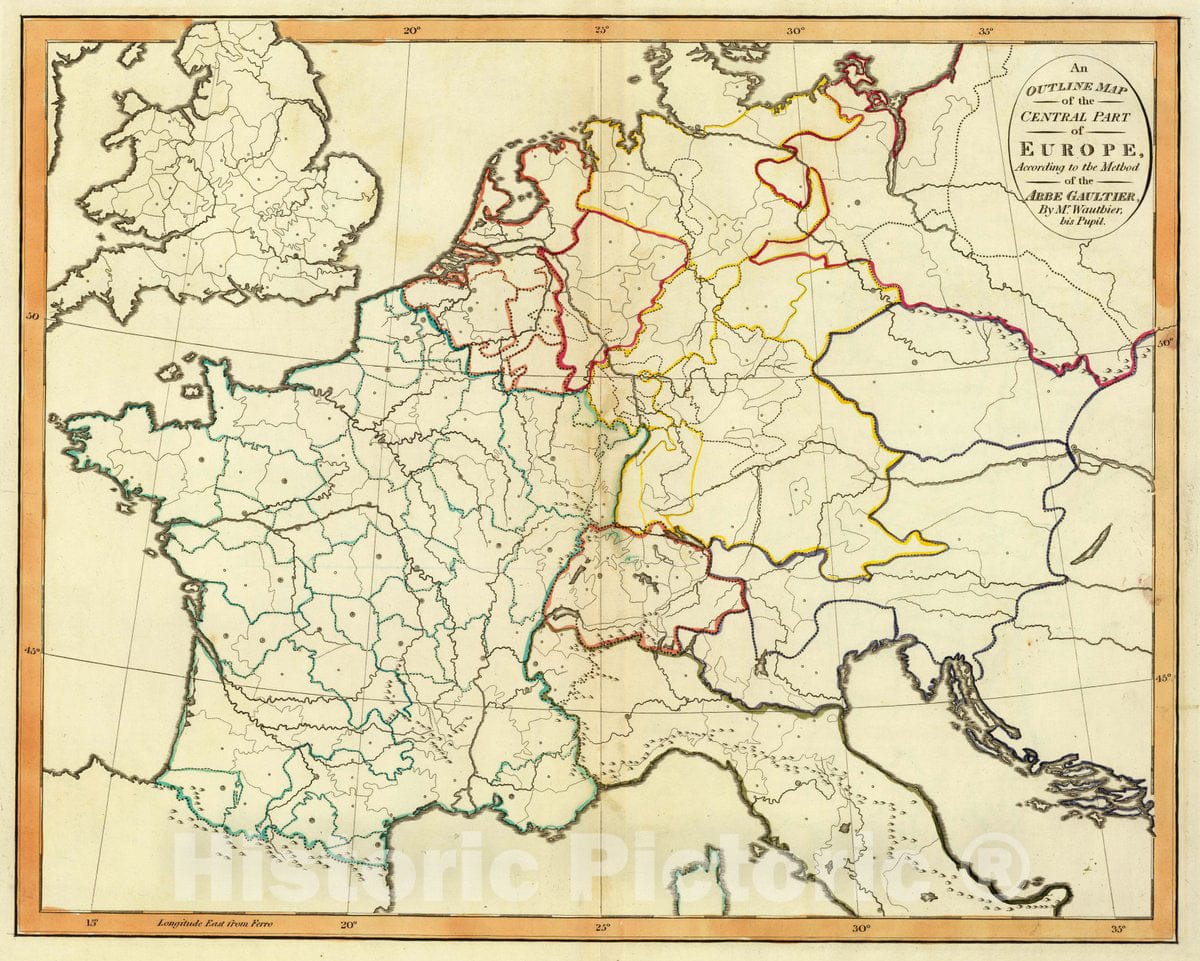 General Europe Layout Historic Map : an Outline map of The Central Part of Europe, According ...