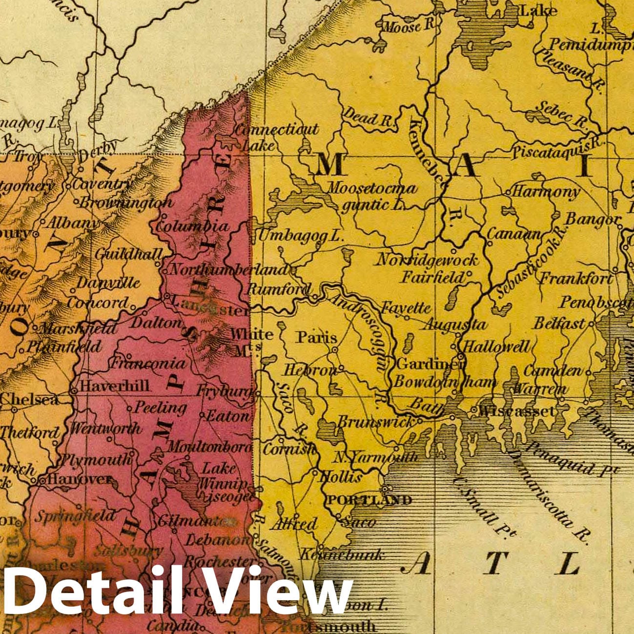 New England, 1830 - Historical Map Print