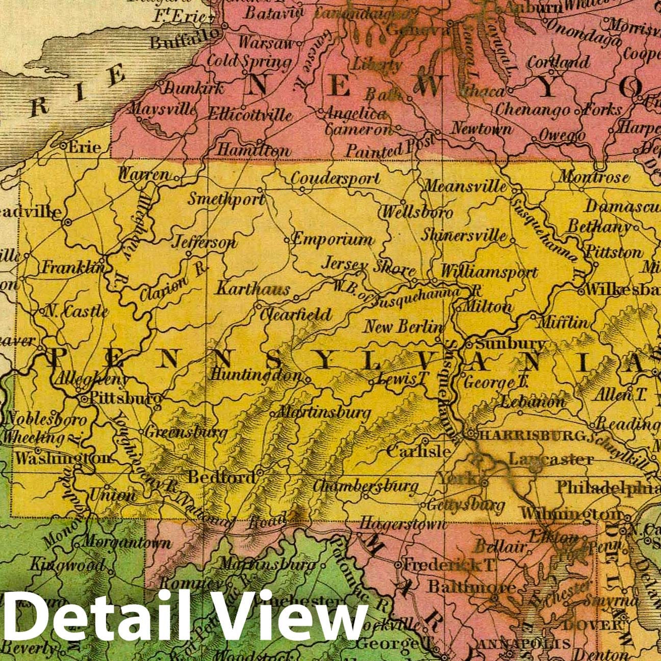 Middle States, Maryland and Virginia, 1830 - Historical Map Print