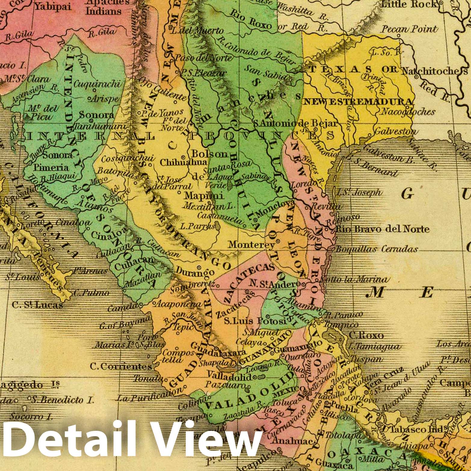 Mexico and Guatemala 1830 Historical Map Print
