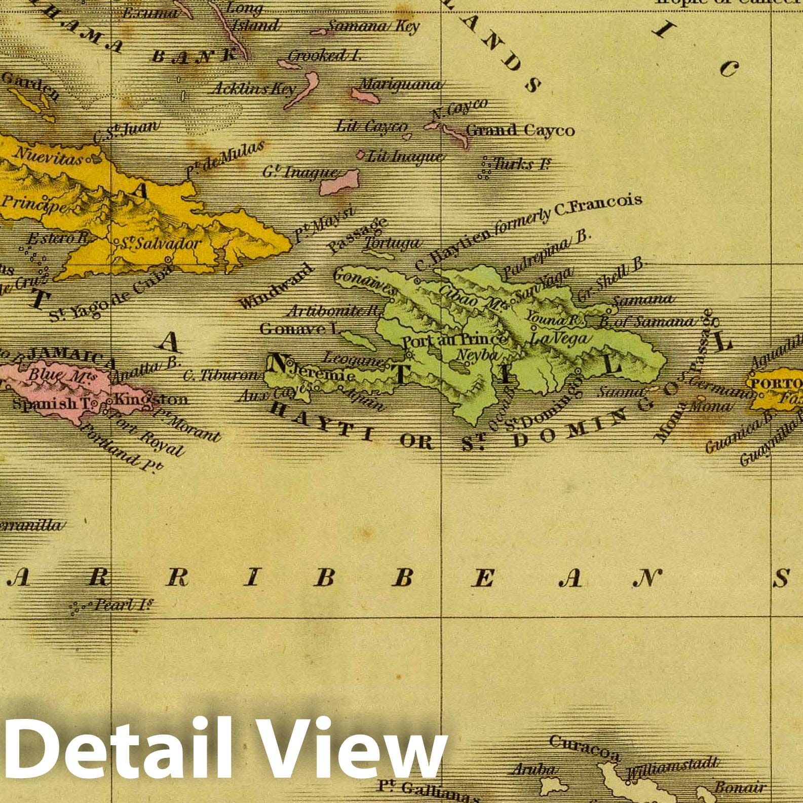 West Indies, 1830 - Historical Map Print from Grigg's American School Atlas