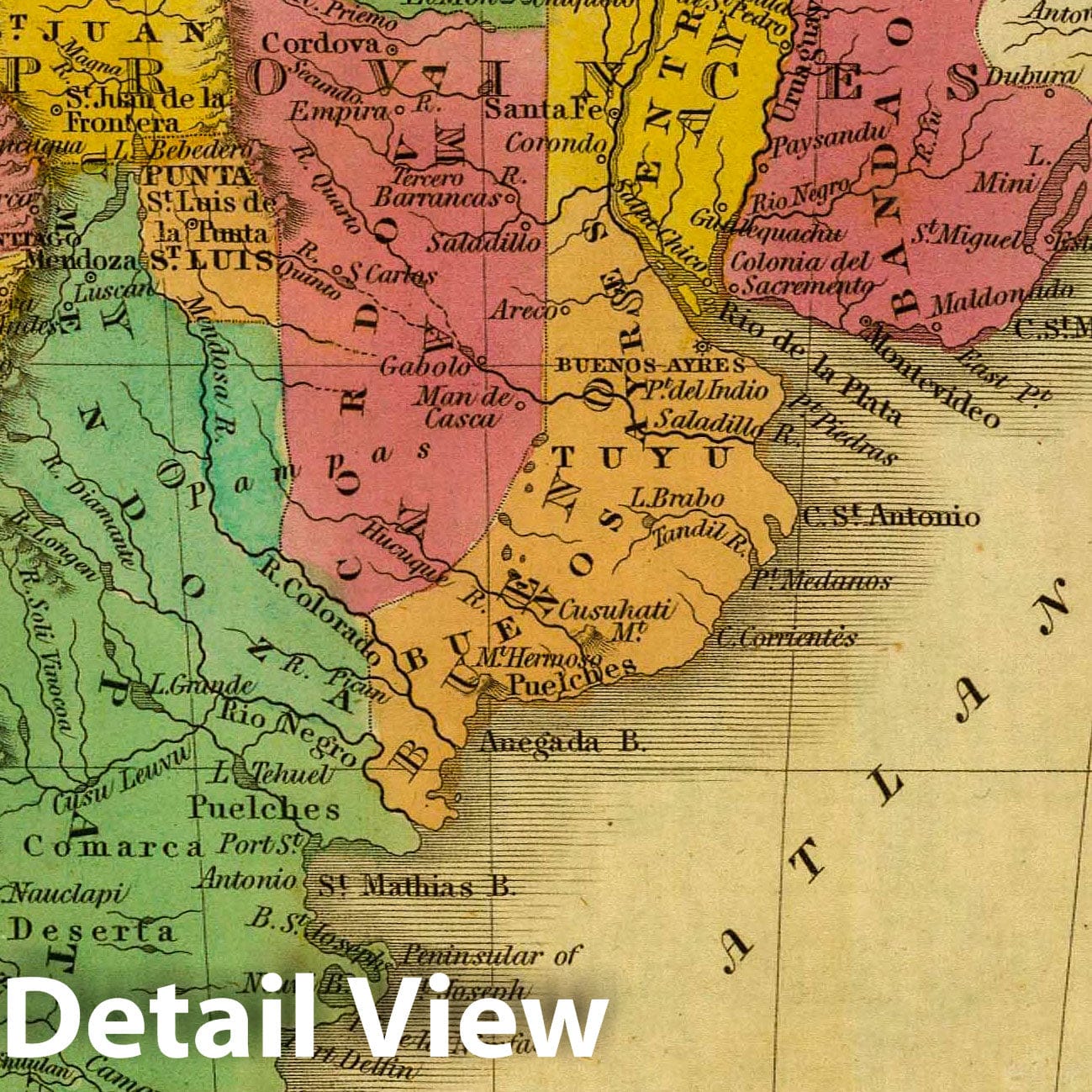 Argentina, Chile, Paraguay, and Uruguay, 1830 - Historical Map Print
