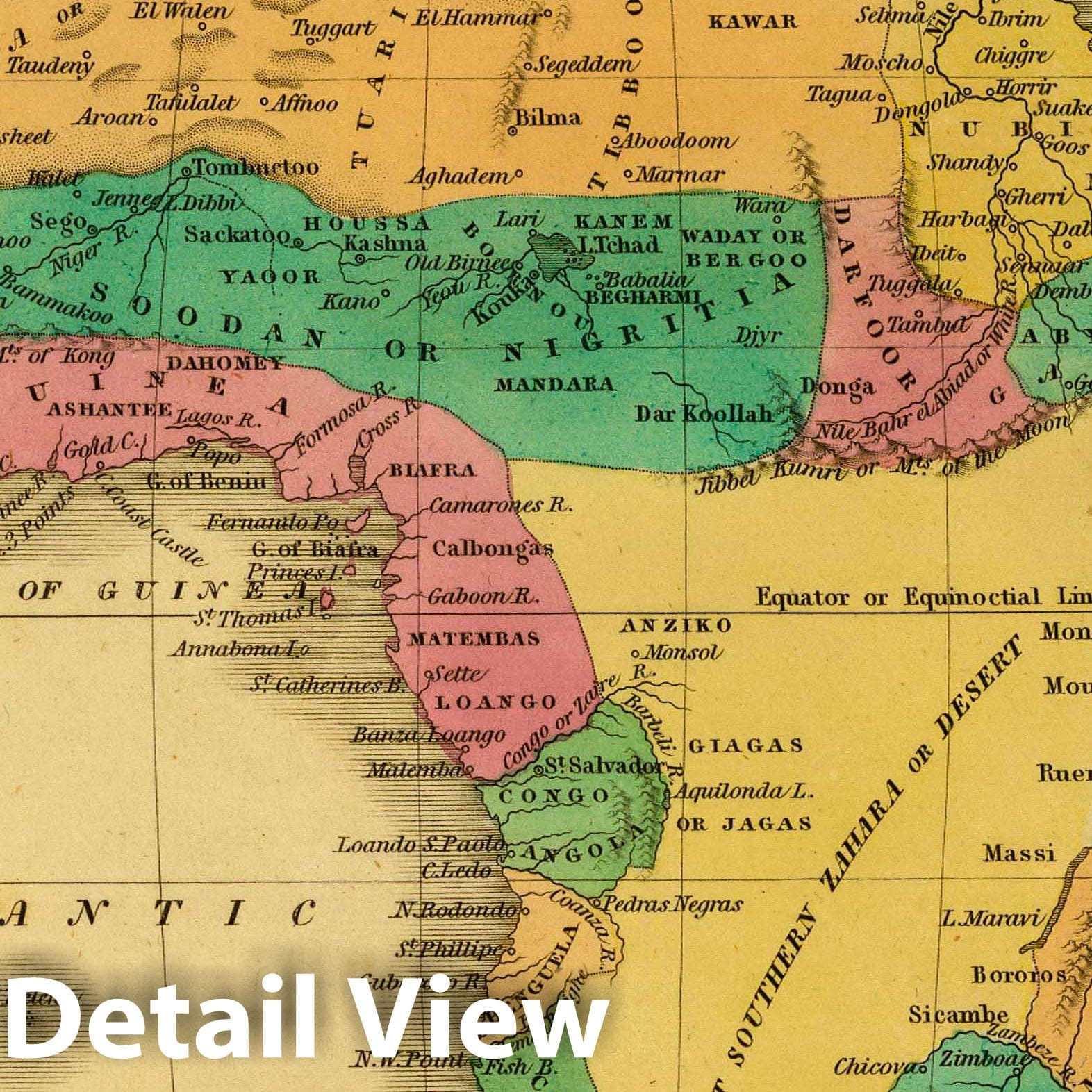Africa, 1830 - Historical Map Print from Grigg's American School Atlas