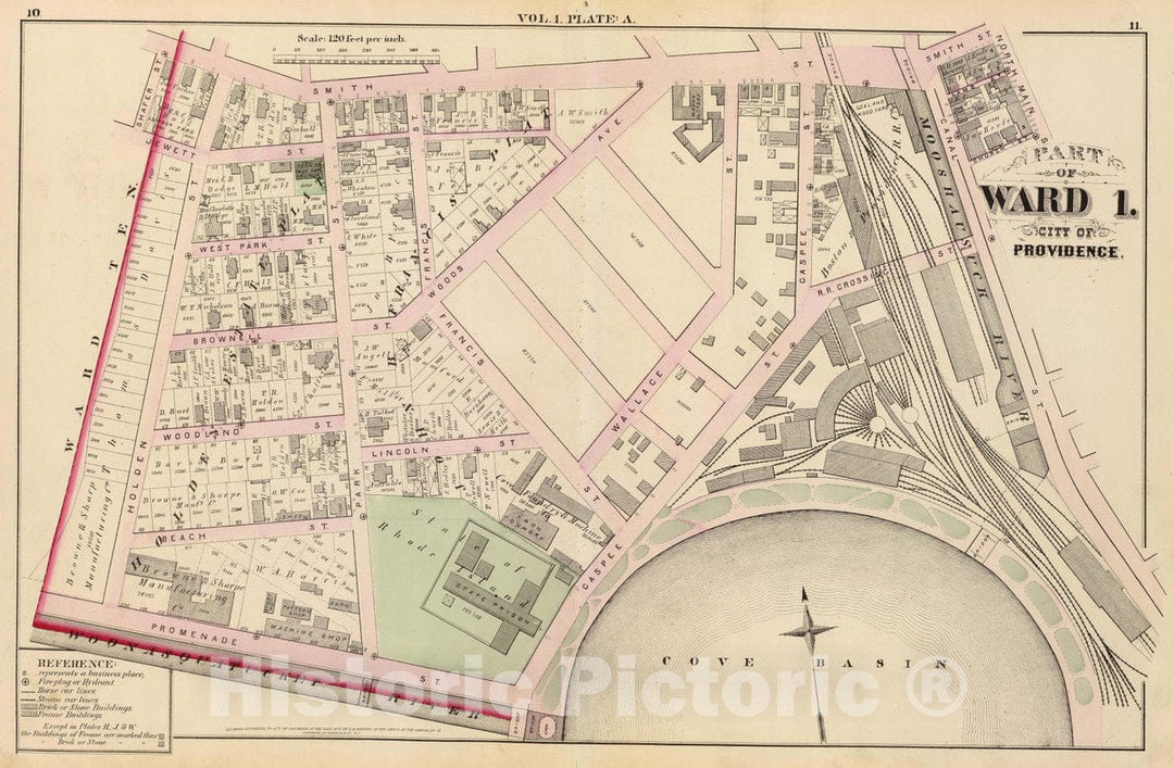 Historic Map : Part of Ward 1, City of Providence. Vol. 1, Plate A, 1875 City Atlas - Vintage Wall Art
