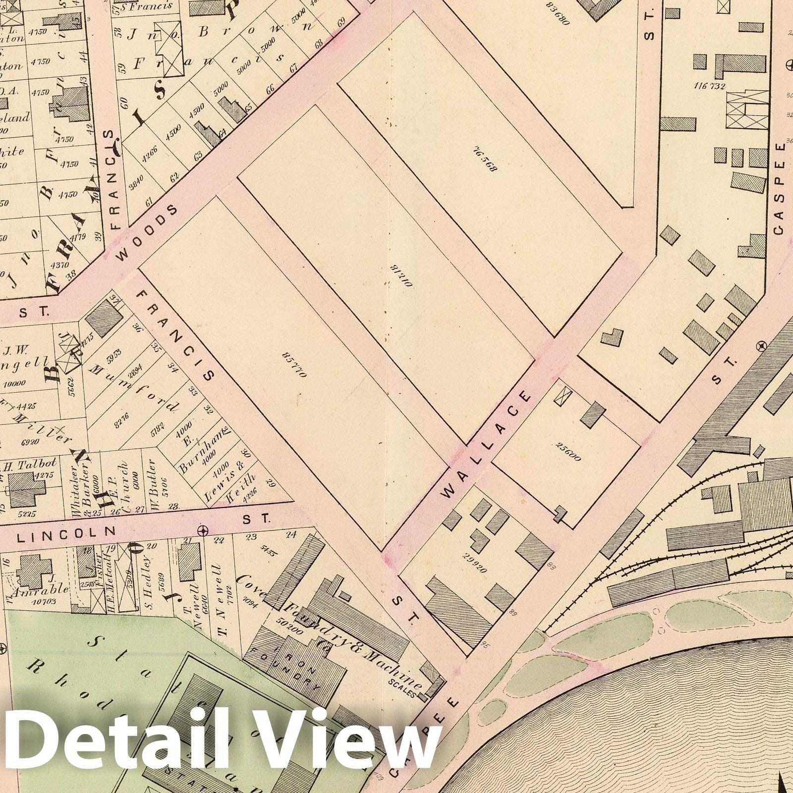 Historic Map : Part of Ward 1, City of Providence. Vol. 1, Plate A, 1875 City Atlas - Vintage Wall Art