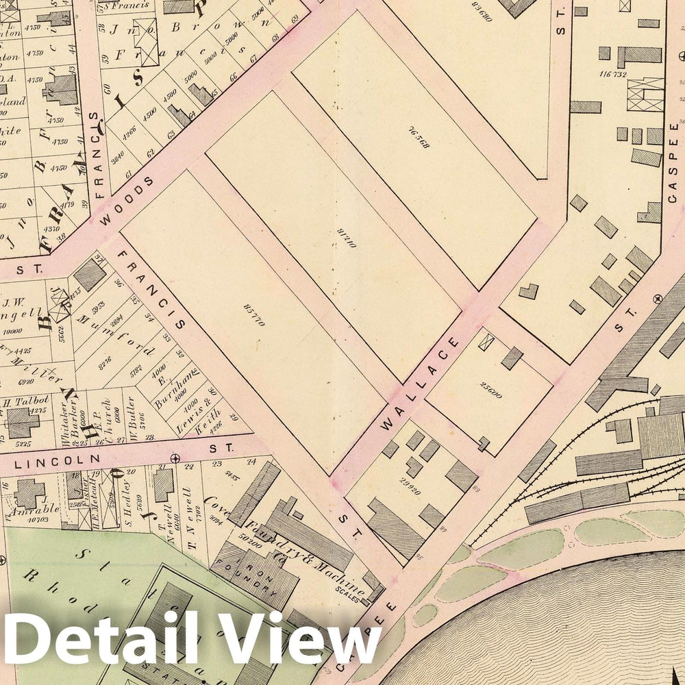 Historic Map : Part of Ward 1, City of Providence. Vol. 1, Plate A, 1875 City Atlas - Vintage Wall Art