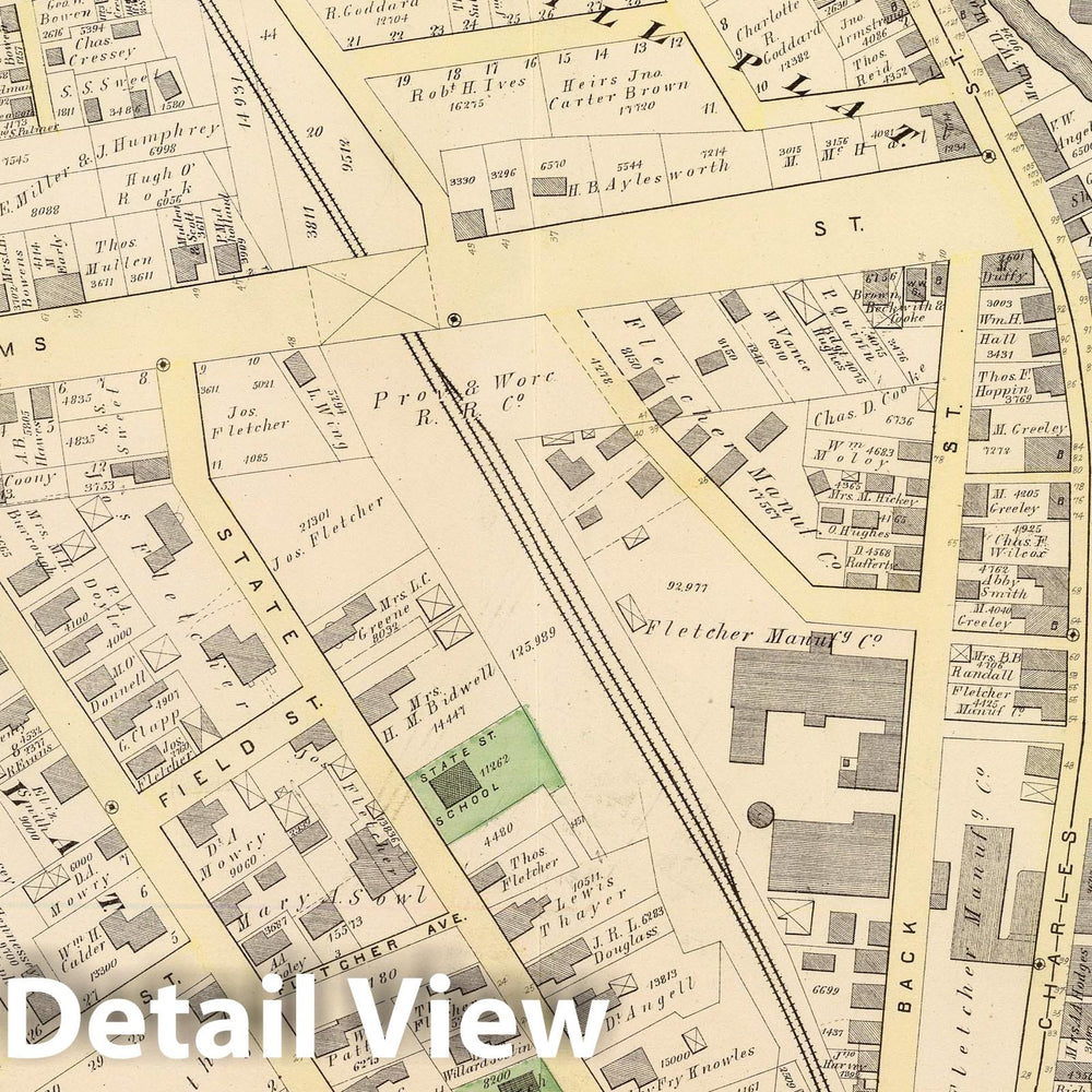 Historic Map : 1875 City Atlas - Part of Ward 1, City of Providence. Vol. 1, Plate B. - Vintage Wall Art