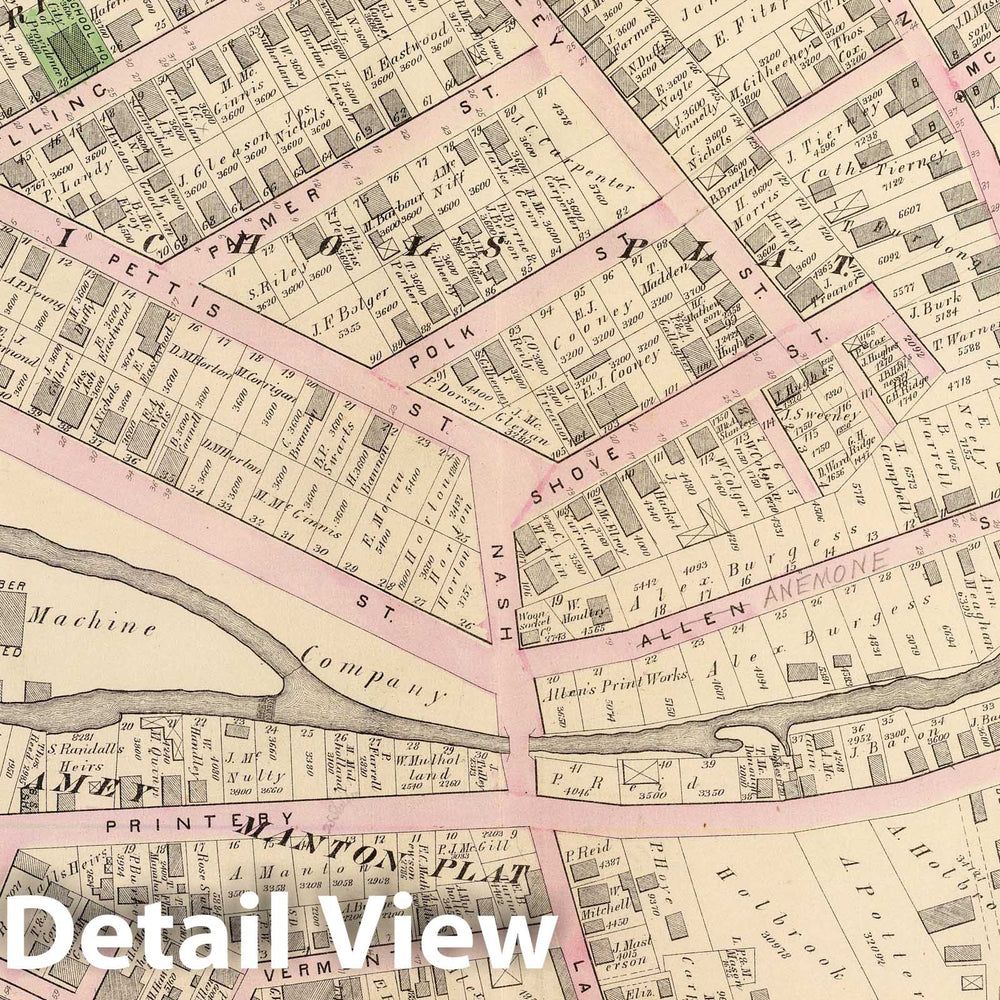 Historic Wall Map : Part of Ward 1, City of Providence. Vol. 1, Plate C, 1875 City Atlas - Vintage Wall Art