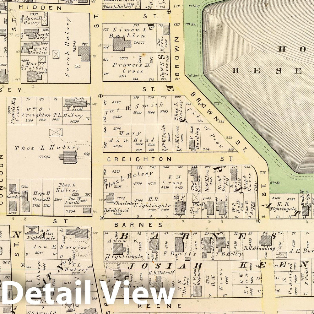 Historic Map : 1875 City Atlas - Part of Ward 1, (City of Providence). Vol. 1, Plate E. - Vintage Wall Art