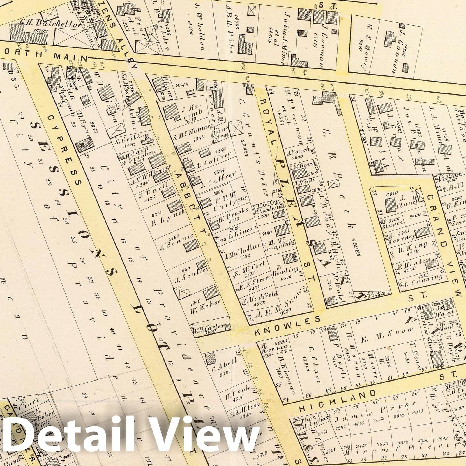 Historic Map : 1875 City Atlas - Part of Ward 1, City of Providence. Vol. 1, Plate G. - Vintage Wall Art