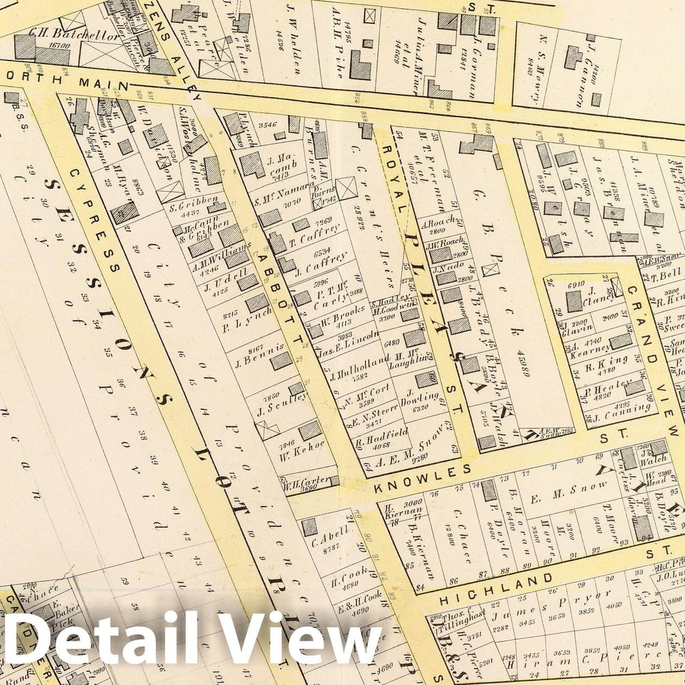 Historic Map : 1875 City Atlas - Part of Ward 1, City of Providence. Vol. 1, Plate G. - Vintage Wall Art