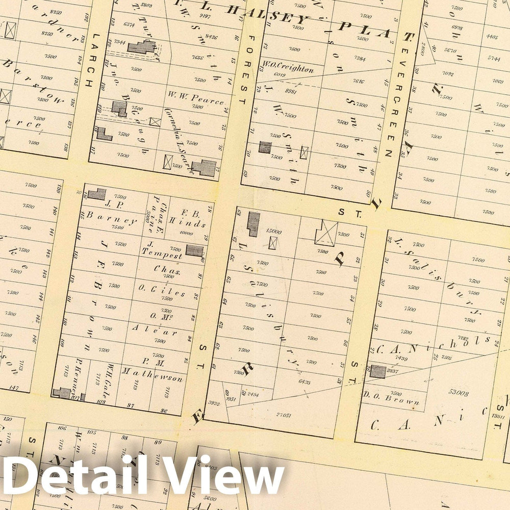Historic Map : 1875 City Atlas - Part of Ward 1, (City of Providence). Vol. 1, Plate H. - Vintage Wall Art
