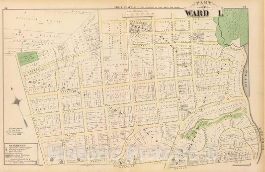 Historic Map : Part of Ward 1, (City of Providence). Vol. 1, Plate J, 1875 City Atlas - Vintage Wall Art