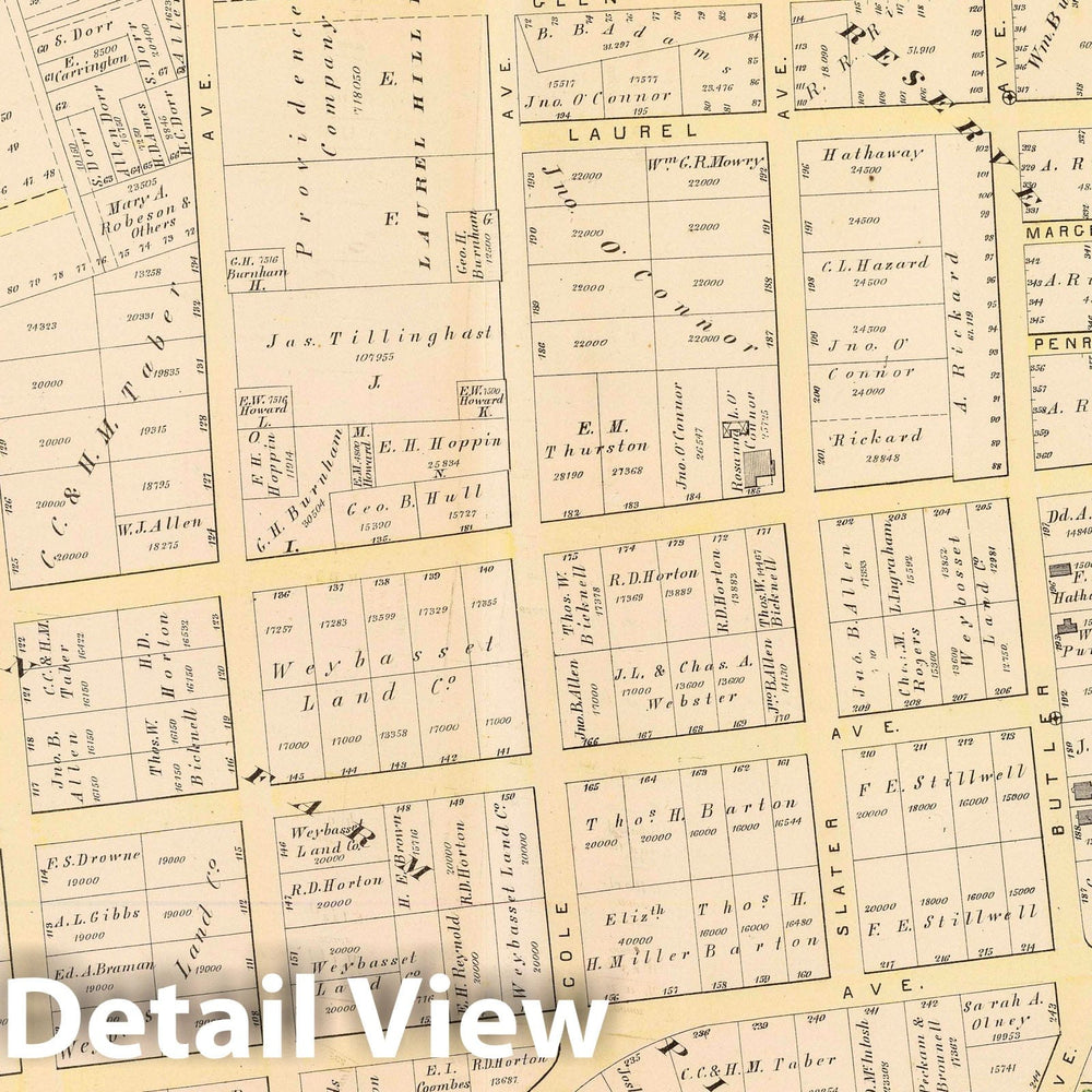 Historic Map : Part of Ward 1, (City of Providence). Vol. 1, Plate J, 1875 City Atlas - Vintage Wall Art
