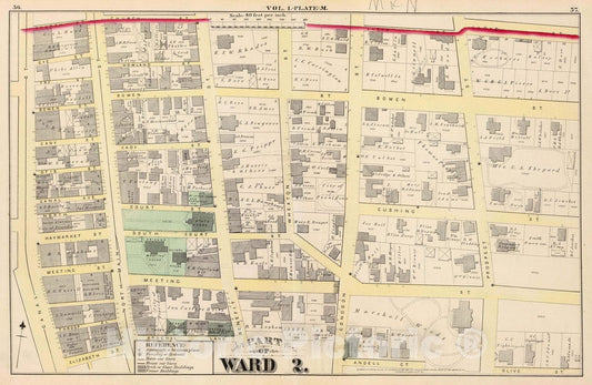 Historic Map : Part of Ward 2, (City of Providence). Vol. 1, Plate M, 1875 City Atlas - Vintage Wall Art
