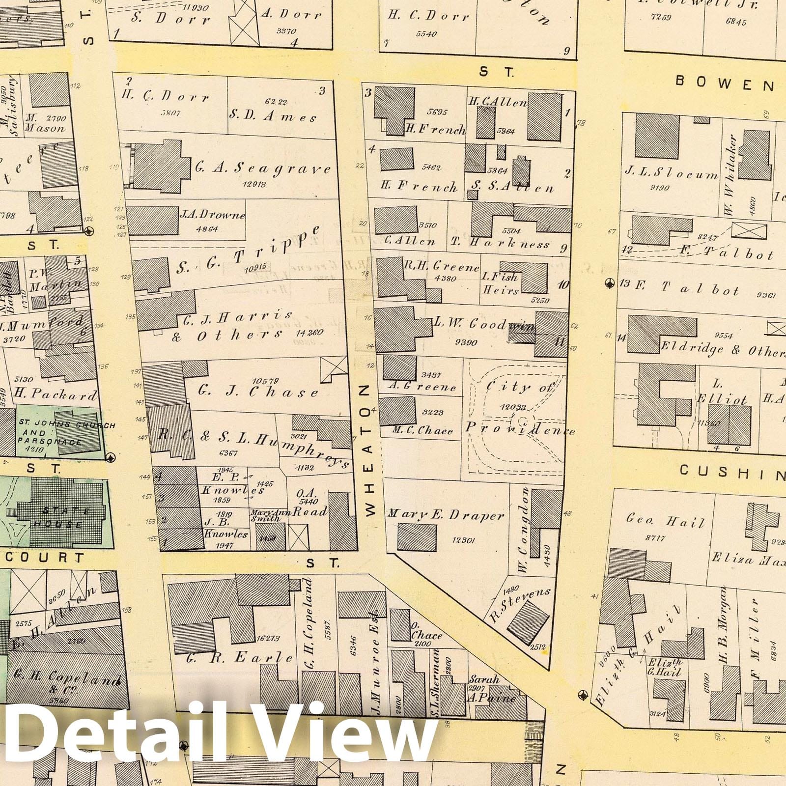 Historic Map : Part of Ward 2, (City of Providence). Vol. 1, Plate M, 1875 City Atlas - Vintage Wall Art