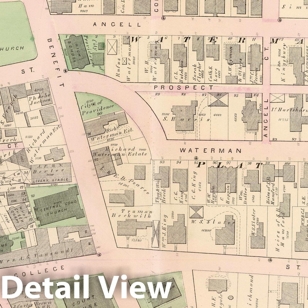 Historic Map : 1875 City Atlas - Part of Ward 2, (City of Providence). Vol. 1, Plate N. - Vintage Wall Art