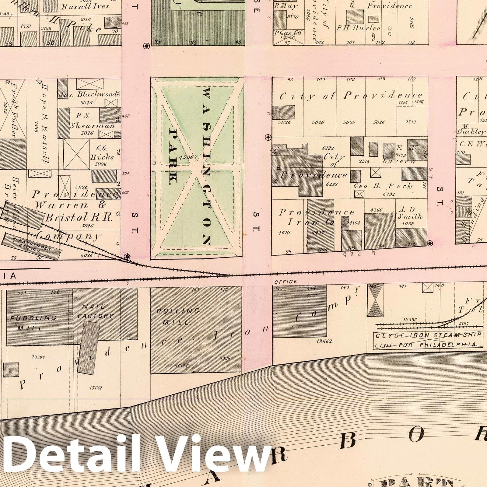 Historic Map : Part of Ward 3, City of Providence. Vol. 1, Plate R, 1875 City Atlas - Vintage Wall Art