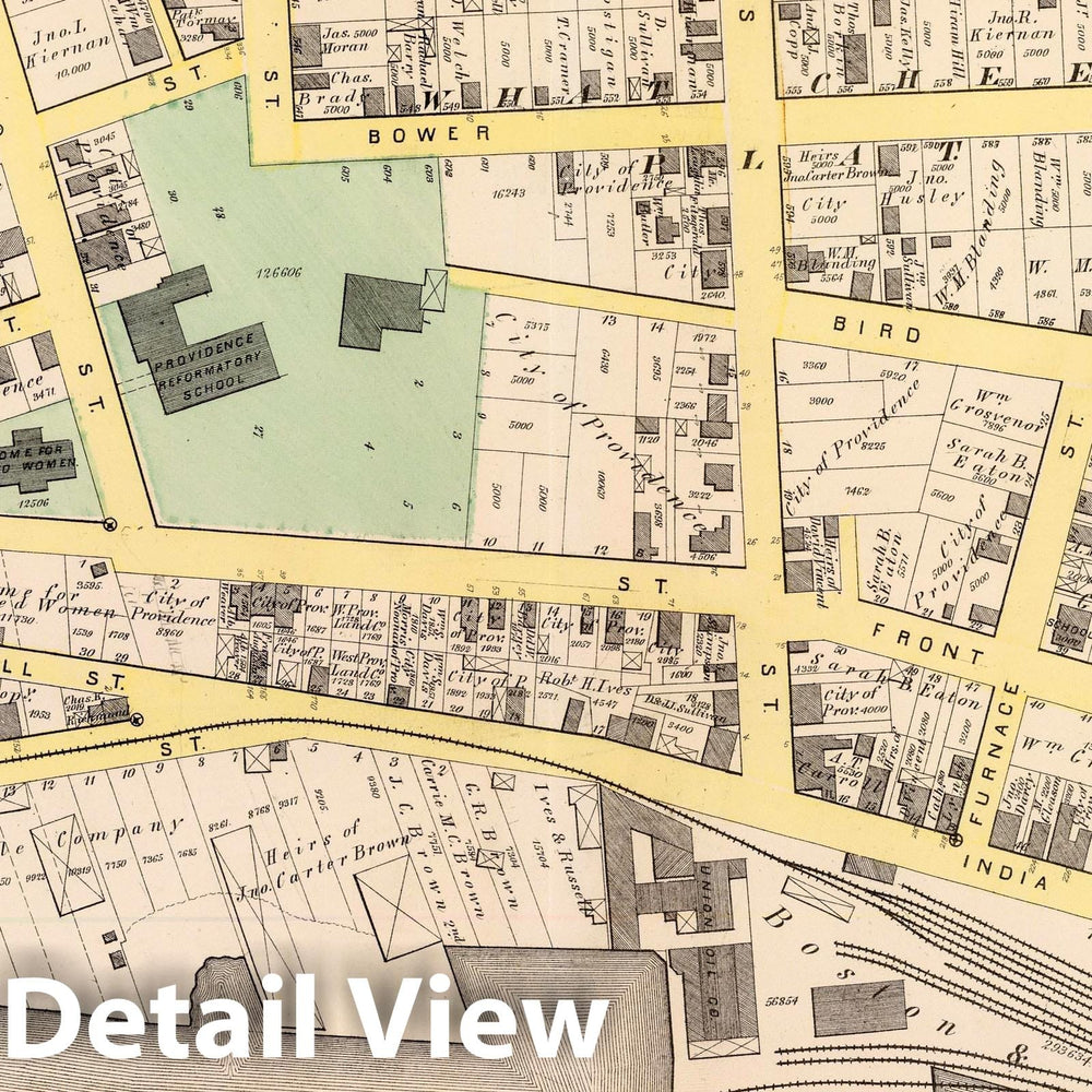 Historic Wall Map : Part of Ward 3, City of Providence. Vol. 1, Plate S, 1875 City Atlas - Vintage Wall Art