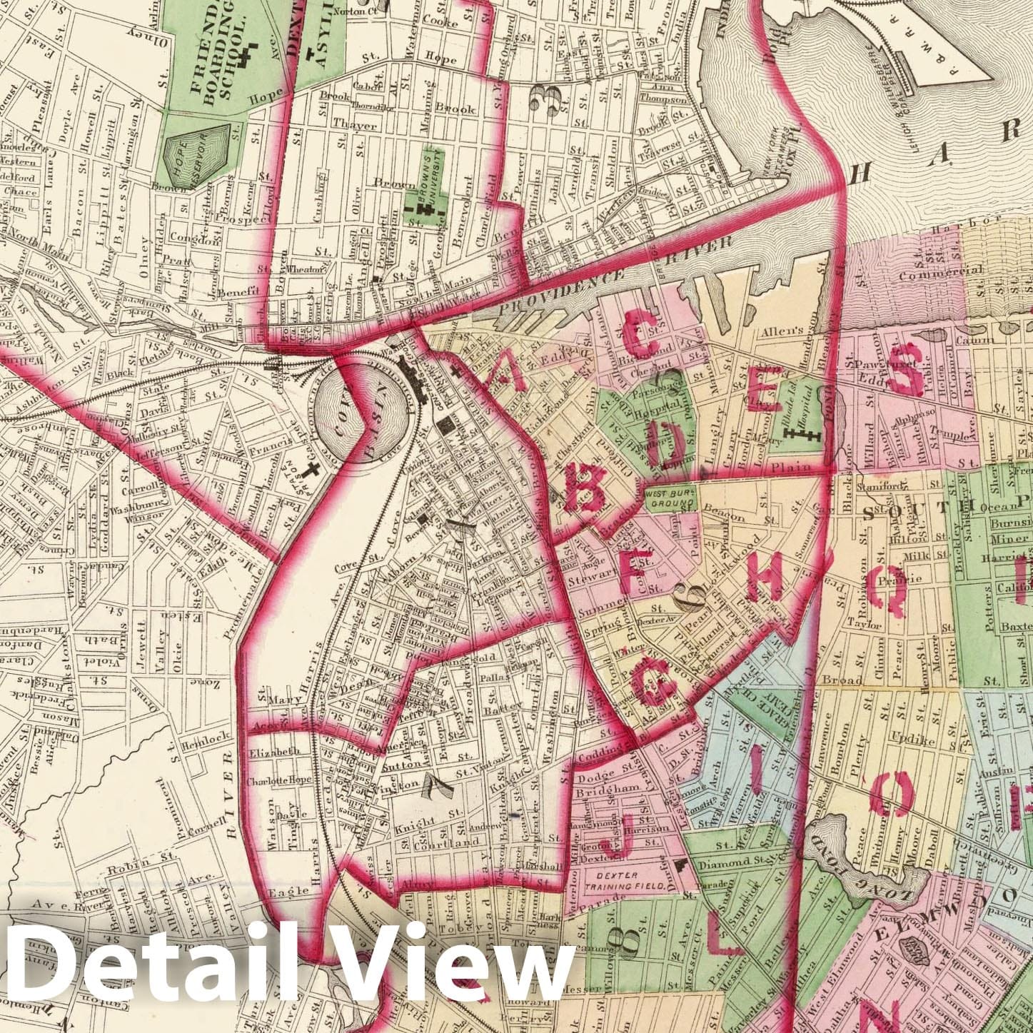 Providence and Johnston, Rhode Island - Index Map, 1875 - Historical Map Print