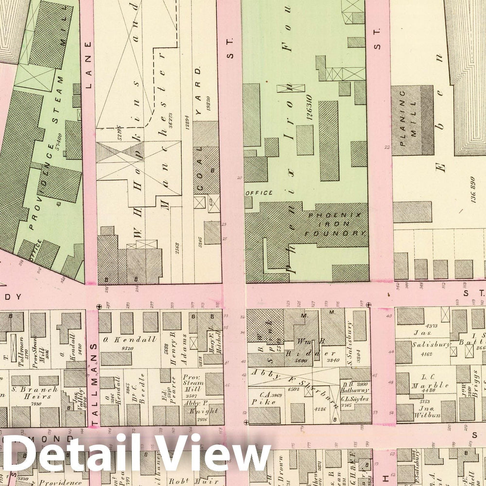 Historic Map : Part of Ward 5, City of Providence. Vol. 2, Plate C, 1875 City Atlas - Vintage Wall Art