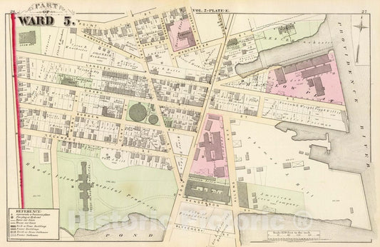 Historic Map : Part of Ward 5, (City of Providence). Vol. 2, Plate E, 1875 City Atlas - Vintage Wall Art