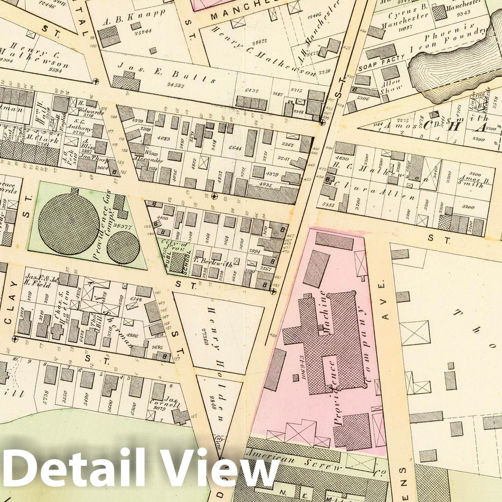 Historic Map : Part of Ward 5, (City of Providence). Vol. 2, Plate E, 1875 City Atlas - Vintage Wall Art