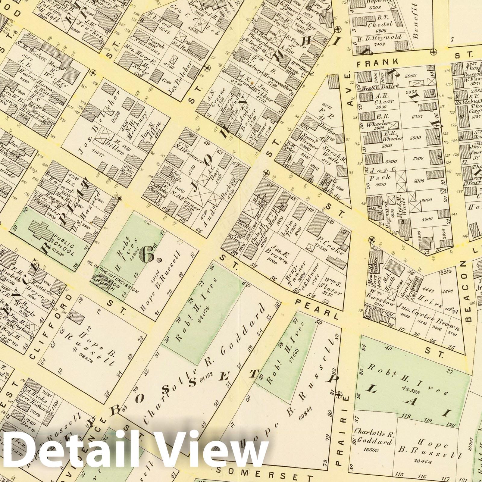 Historic Map : Part of wards 6 & 8, City of Providence. Vol. 2, Plate H, 1875 City Atlas - Vintage Wall Art