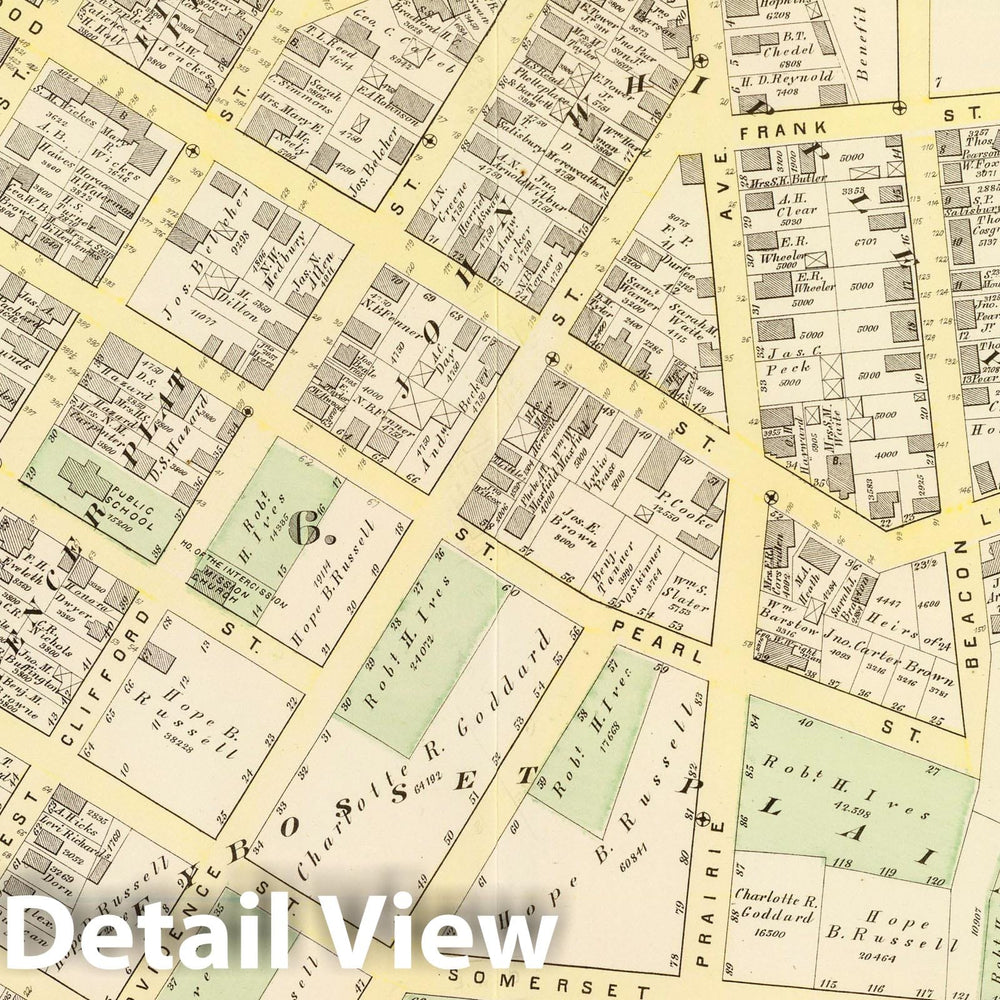 Historic Map : Part of wards 6 & 8, City of Providence. Vol. 2, Plate H, 1875 City Atlas - Vintage Wall Art