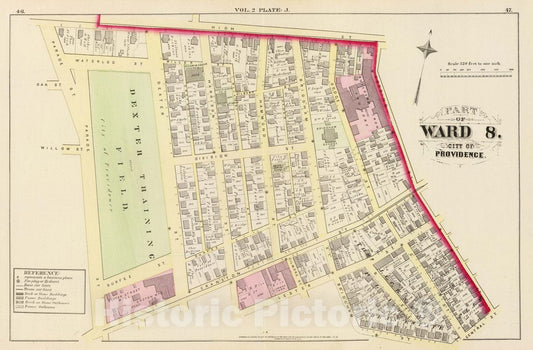 Historic Map : Part of Ward 8, City of Providence. Vol. 2, Plate J, 1875 City Atlas - Vintage Wall Art